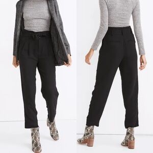Madewell Drapey Paperbag Pants High Rise Tie Waist Black